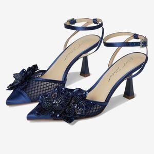 Betsey Johnson Navy Floral Embellished Heels